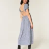 Korte mouwen maxi-jurk met open rug