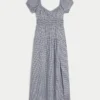 Korte mouwen maxi-jurk met open rug