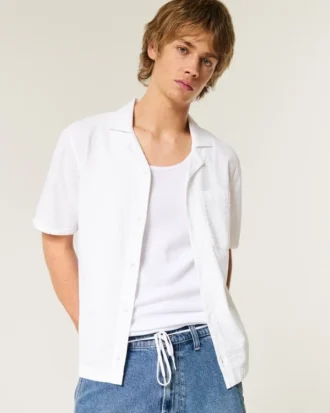 Korte mouwen seersucker shirt