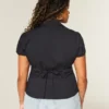 Korte mouwen stretch popeline overhemd met knopen