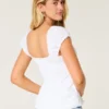 Korte mouwen stretch popeline top Korte mouwen stretch popeline top