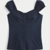Korte mouwen stretch popeline top