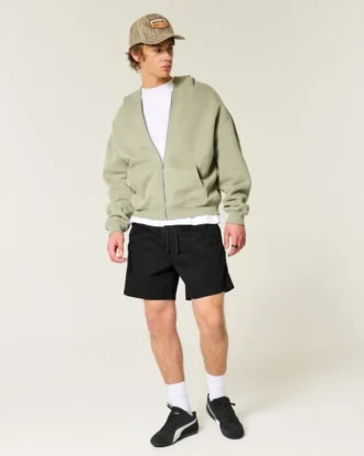 Korte twill-short tot halverwege het bovenbeen