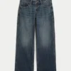 Laag model baggy jeans in donkere wassing