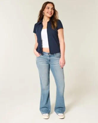 Laag model bootcut jeans in medium wassing