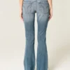 Laag model distressed medium wash bootcut jeans