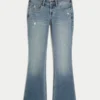 Laag model distressed medium wash bootcut jeans