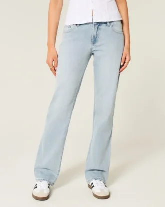 Laag model, licht gewassen, relaxte rechte jeans