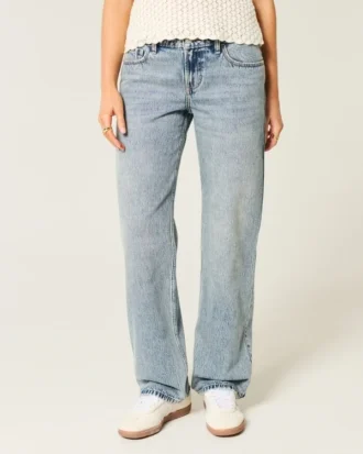 Laag model, medium wash, losse jeans Laag model, medium wash, losse jeans