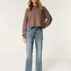 Laag model, medium wash, relaxed straight jeans