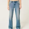 Laag model, medium wash, relaxed straight jeans