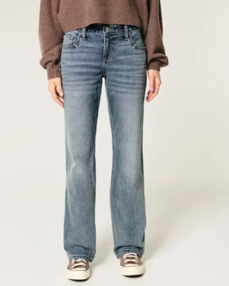 Laag model, medium wash, relaxed straight jeans