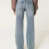 Laag model, medium wash, relaxed straight jeans