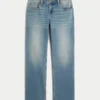 Laag model, medium wash, relaxed straight jeans