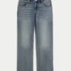 Laag model, medium wash, relaxed straight jeans