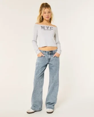 Laag model, medium wassing, baggy jeans