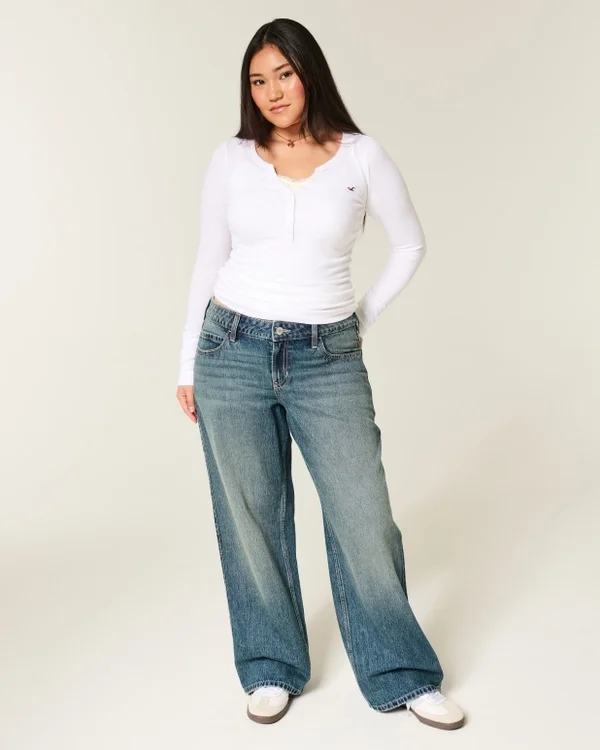 Laag model, medium wassing, baggy jeans Laag model, medium wassing, baggy jeans