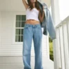 Laag model, medium wassing, baggy jeans