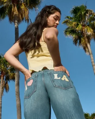 Laag model, medium wassing Los Angeles grafische baggy jeans Laag model, medium wassing Los Angeles grafische baggy jeans