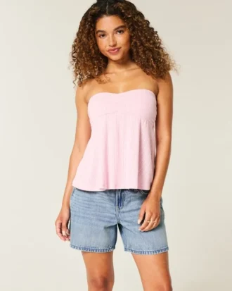 Laag model, medium wassing, omgeslagen taille, baggy denim shorts 5″