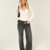 Laag model Y2K gewassen zwarte baggy jeans Laag model Y2K gewassen zwarte baggy jeans