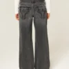 Laag model Y2K gewassen zwarte baggy jeans Laag model Y2K gewassen zwarte baggy jeans