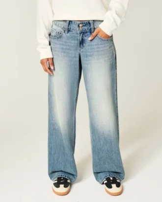 Laag model Y2K medium wash baggy jeans