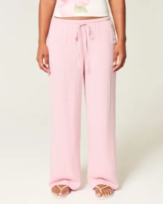 Laag uitgesneden baggy broek met elastische tailleband