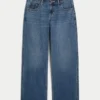 Laag uitgesneden baggy jeans in donkere wassing Laag uitgesneden baggy jeans in donkere wassing
