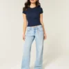 Laag uitgesneden baggy jeans met lichte wassing Laag uitgesneden baggy jeans met lichte wassing