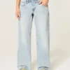 Laag uitgesneden baggy jeans met lichte wassing Laag uitgesneden baggy jeans met lichte wassing