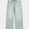 Laag uitgesneden baggy jeans met lichte wassing Laag uitgesneden baggy jeans met lichte wassing
