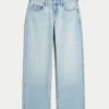 Laag uitgesneden baggy jeans met lichte wassing Laag uitgesneden baggy jeans met lichte wassing