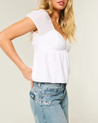 Laag uitgesneden baggy jeans met vlinderprint en medium wassing