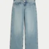 Laag uitgesneden baggy jeans met vlinderprint en medium wassing