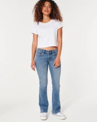 Laag uitgesneden bootcut jeans in medium wash