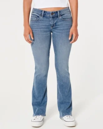 Laag uitgesneden bootcut jeans in medium wash