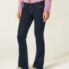 Laag uitgesneden donkerblauwe bootcut jeans Laag uitgesneden donkerblauwe bootcut jeans