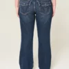Laag uitgesneden donkerblauwe bootcut jeans