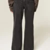 Laag uitgesneden gewassen zwarte baggy jeans Laag uitgesneden gewassen zwarte baggy jeans