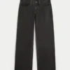Laag uitgesneden gewassen zwarte baggy jeans Laag uitgesneden gewassen zwarte baggy jeans