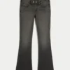 Laag uitgesneden gewassen zwarte bootcut jeans Laag uitgesneden gewassen zwarte bootcut jeans