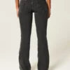 Laag uitgesneden gewassen zwarte bootcut jeans Laag uitgesneden gewassen zwarte bootcut jeans