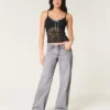 Laag uitgesneden grijze baggy jeans Laag uitgesneden grijze baggy jeans