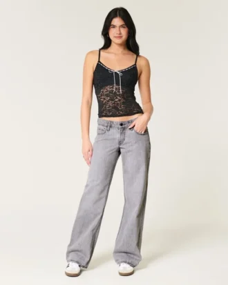 Laag uitgesneden grijze baggy jeans