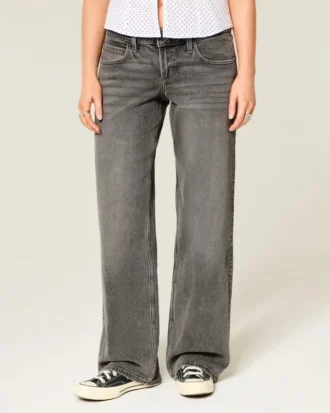 Laag uitgesneden grijze baggy jeans
