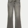 Laag uitgesneden grijze bootcut jeans