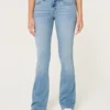 Laag uitgesneden lichtgewassen bootcut jeans