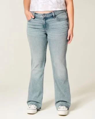 Laag uitgesneden lichtgewassen bootcut jeans