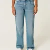 Laag uitgesneden, medium gewassen, relaxte rechte jeans